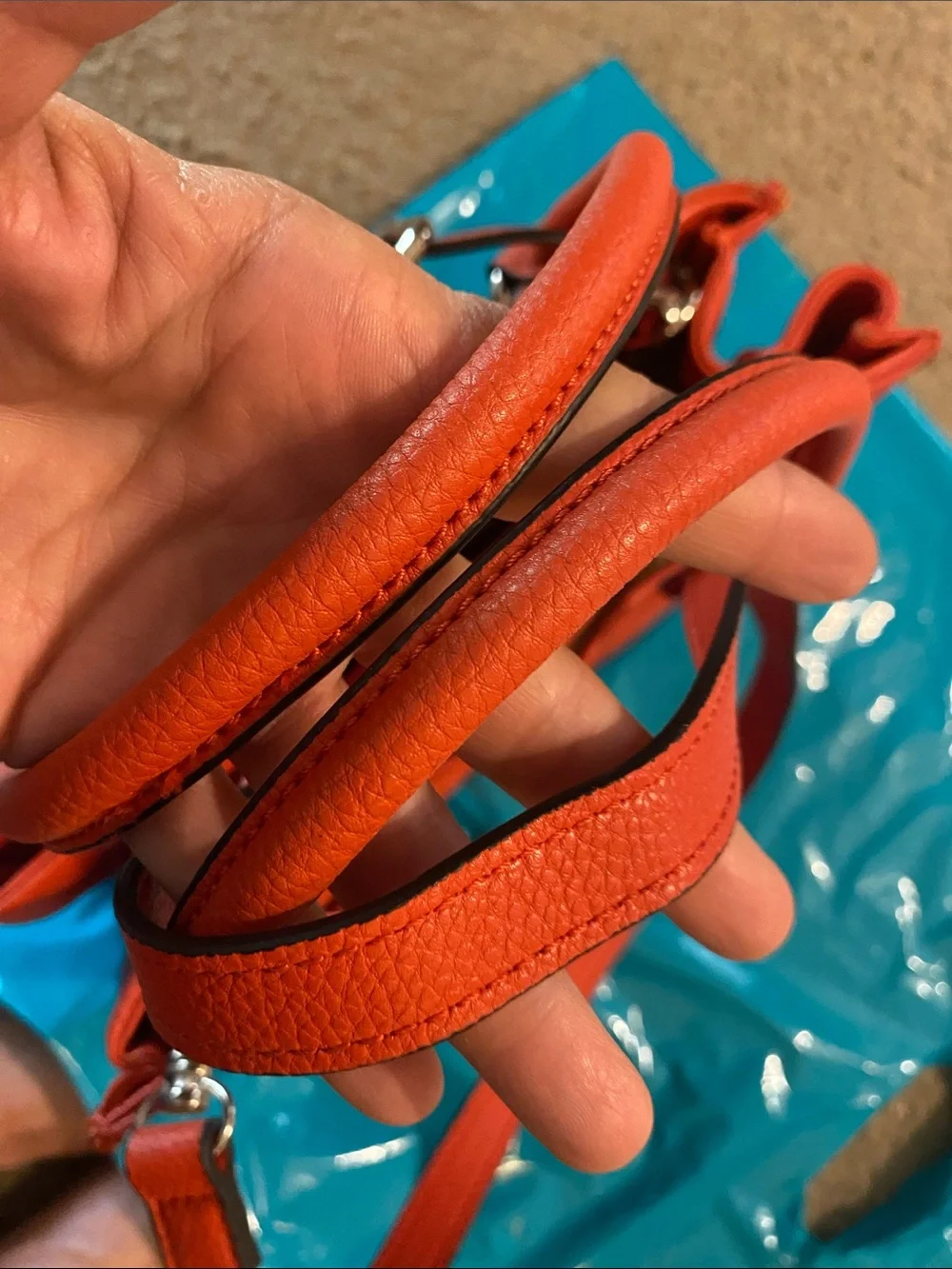 Giani Bernini Vibrant Orange Pebbled Satchel with Chain & Buckle